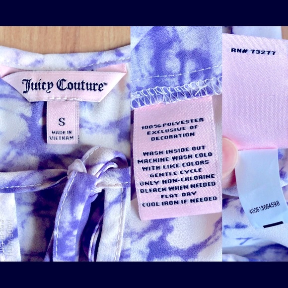 NEW JUICY COUTURE Tie-Dye Peasant Top Blouse Shirt Small Women’s - Picture 3 of 16